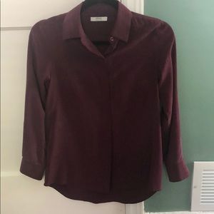 Silk button down blouse burgundy red Grana